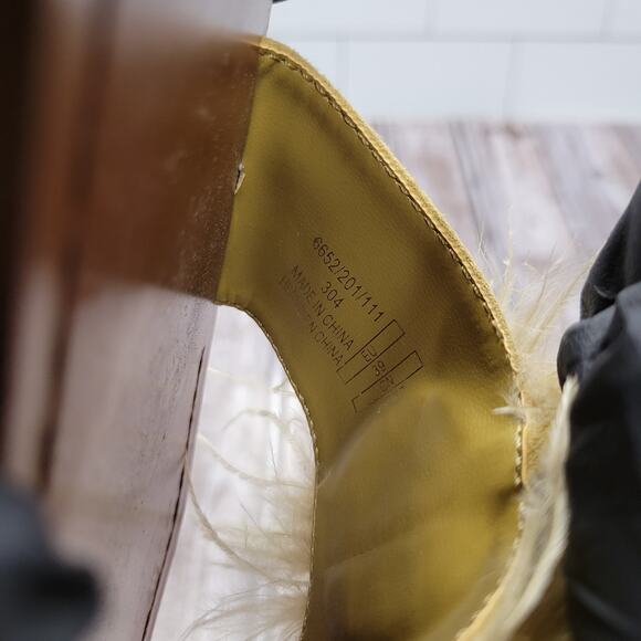 ZARA Basic Women's Yellow Feather Flat Sandals Ankle Strap EU 39 US 8 - Picture 7 of 8